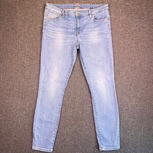 Tommy Hilfiger Jeans Womens 12 Light Wash Argyle Skinny Stretch Denim Fit35x29.5